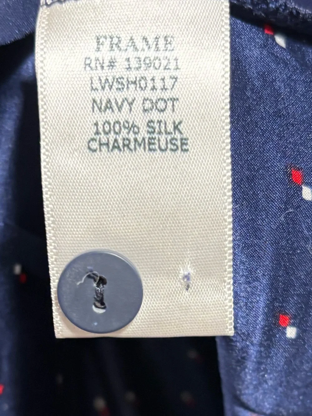 Frame Navy Dot Silk Button Down Shirt